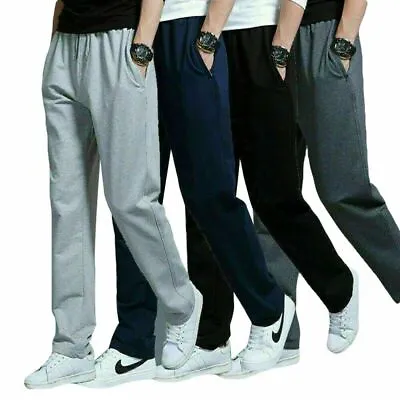 Mens Fleece Jogging Open Hem Bottoms Plain Zip Pocket Track Pants Trousers S-5XL • $19.15