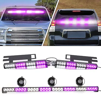 35  Emergency Warning Strobe Light Bar + Sun Visor Strobe Lights Purple White • $119.99