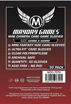 50 Mayday Games Premium Mini Chimera Game Sleeves (43 X 65 MM) MDG7079 • £2