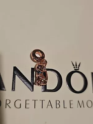Pandora Authentic Rose Gold Sparkling Cat Dangle Charm • £6.49