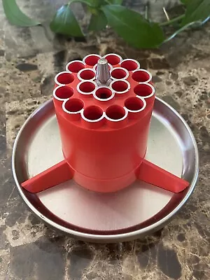 Vintage Red Rotating Pen Pencil Paper Clip Holder Desk Organizer Retro MCM • $24.99