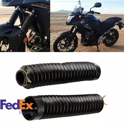 2x Black Rubber Motorcycle Front Fork Gaiters Boot Protector Cover Seal US Stock • $15.11