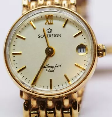 Vintage Gold Watch Ladies 9ct Sovereign Hallmarked Bracelet Quartz ( Solid 375 ) • £675