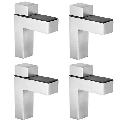  4 Pcs Glass Shelf Support Bracket Adjustable Glass Shelf Clamp Brushed Nickel • £21.77