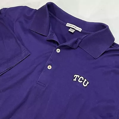 TCU Peter Millar Shirt Mens L Purple Cotton Embroidered Logo Horned Frogs VTG • $17.54