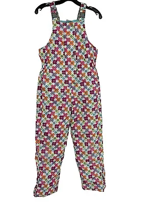 Hanna Andersson Bibs Girls 150 (12) Snow Ski Bib Overalls Zip Front Floral • $28