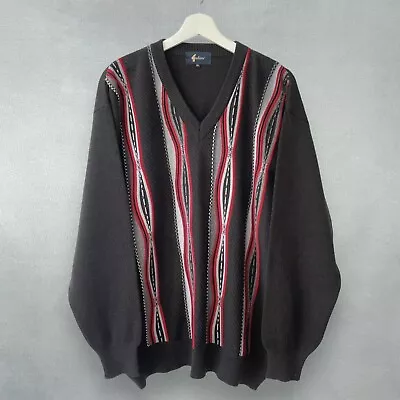 Gabicci Stripe V-Neck Wool Blend Jumper Grandad Mens XL • £15.99