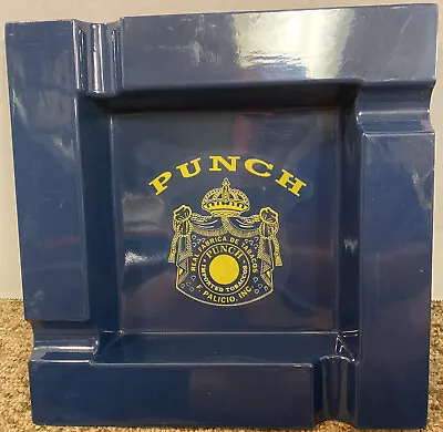 Vintage Punch Cigar Blue Square Plastic 9  Ashtray 4 Cigar Wells • $32.99