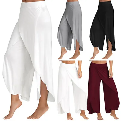 $15.66 • Buy Womens Chiffon Palazzo Pants Yoga Wide Leg Pants Hippie Boho Trousers PLUS Size
