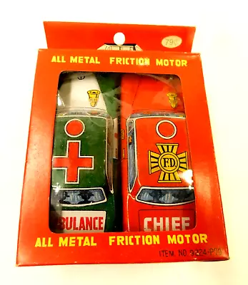 Vintage Made In Japan 2 Friction Cars Ambulane & Fd Chief Cars Super Stock • $23.99