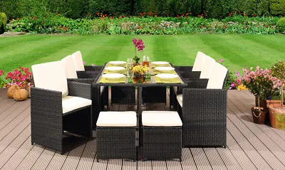 Cube Rattan Garden Furniture Set Chair Sofa Table Patio Wicker 10 Seater • £389.99