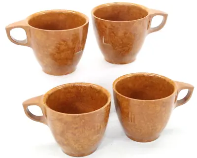 Set Of 4 - Vintage MCM  Kys-ite Coffee Tea Cup Mugs Melmac Burl Wood Grain # 235 • $16.49