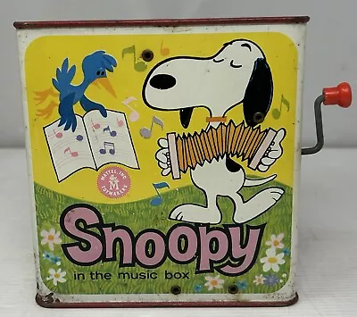 Vintage Mattel 1950’s Snoopy In The Music Box ~ Metal ~ Peanuts Jack In The Box • $25.99