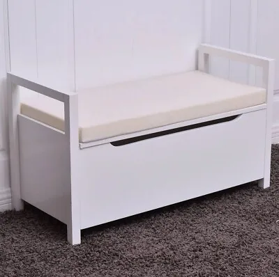 Shoe Bench Storage Rack Cushion Seat Ottoman Bedroom Hallway Entryway White • $25