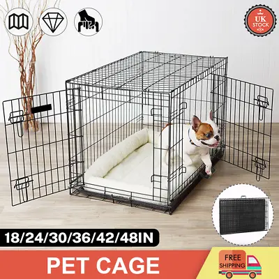 Dog Cage Pet Puppy Crate Carrier Home Folding Door Training Kennel S M L XL XXL • £8.99