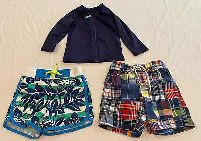 Gap Mini Boden Toddler Boy Swim Trunks And Cat & Jack Rash Guard 2T (3 Pcs) • $13.95