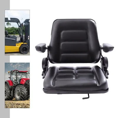 Universal Tractor Seat W/Slide Tracks Black For Kubota Bobcat John Deere Ford • $112.99