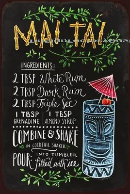 MAI TAI COCKTAIL Garage Rustic Vintage Metal Tin Signs Man Cave Shed & Bar • $12.99