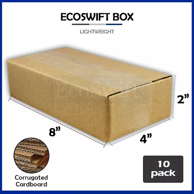 10 8x4x2 EcoSwift Cardboard Packing Moving Shipping Boxes Corrugated Box Cartons • $9.89