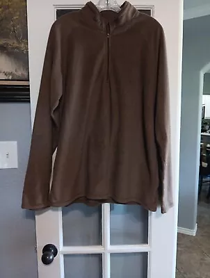 Cabelas Mens 1/4 Zip Fleece Pullover Jacket Size XL Long Sleeve Grey Brown • $12.75