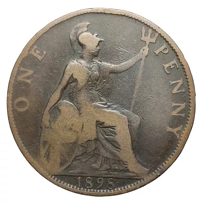 Great Britain One Penny 1898 Bronze Coin Queen Victoria FREE DELIVERY L 120 • £2.99