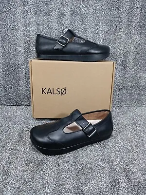 👞 New Kalso Earth Shoe Faroe Lotus Women 9.5 / 40.5 Black Leather VTG Mary Jane • $144.49