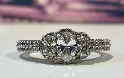 Judith Ripka Sterling Silver Three Stone Diamonique Ladies Ring Size 11.25 • $50