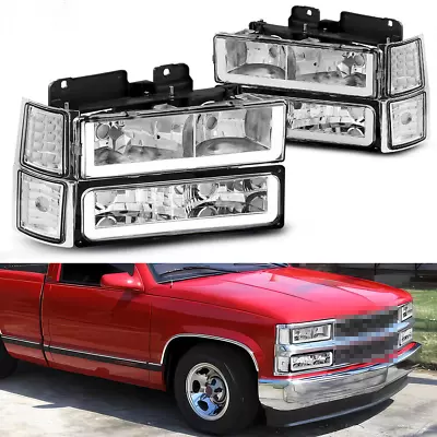 Headlights Signal Bump Lamps For 94-99 Chevy C/K 1500/2500/3500 Chrome Housing • $81.73