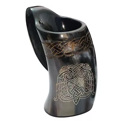 Authentic Medieval Viking Drinking Horn Tankard Featuring A Hand-carving. It... • $40.50