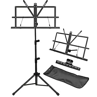 Music Stand - 2 In 1 Dual-Use Desktop Book Stand Folding Music Holder Portable  • $20.77