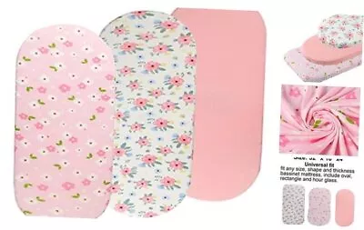 Bassinet Sheets Set 3 Pack For Baby Girl Stretchy Soft Jersey Knitted Fitted  • $22.17