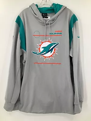 #58 Miami Dolphins Game Used Nike Dri Fit Grey/aqua Hoodie Size: 3xl W/stain • $45.99