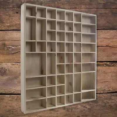Large Wooden Display Cabinet Trinket Shelf | 51 Compartments | 52 X 46 X 5 Cm • £32.95