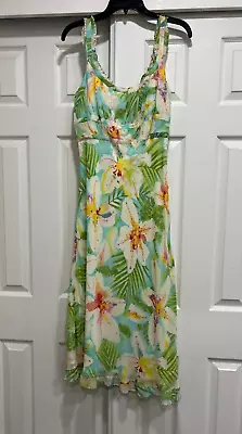 Nicole Miller 100% Silk Floral Dress Empire Waist Romantic Sz 12 • $49.99