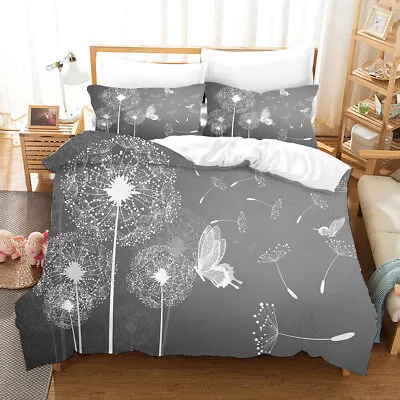 Art Dandelion Butterfly Print Duvet Cover Quilt Cover Pillowcase Bedding Set New • £34.12