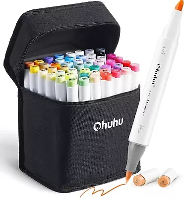 48 Colors Alcohol Brush Markers Ohuhu Double Tipped (Brush & Chisel) Sketch Mar • $86.87