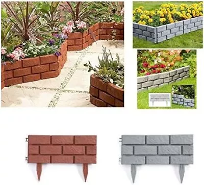 Flexible Garden Lawn Grass Fence Wall Border Edging Picket Brick Effect Panel • £8.99