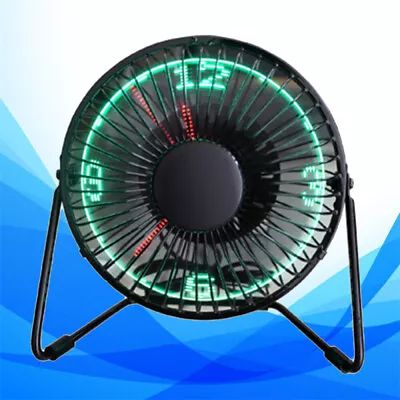 LED USB Clock Fan With LED Light Real Time Display Car Desktop Cooling Fan • $28.79