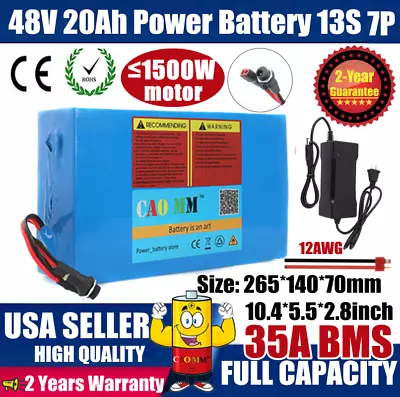 $373.68 • Buy 48V 20AH Li-ion Battery ≤1500W EBike E Bike Scooter Electric Bicycle Charger BMS