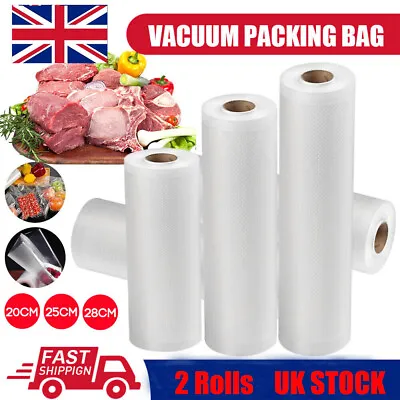 2X 5M Vacuum Food Sealer Bags Rolls Vacum Sealer Dry Wet Pack Machine Food Bags • £6.69