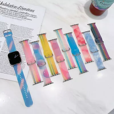 $12.99 • Buy Colorful Silicone Watch Band Strap For Apple Watch Series 7 6 4 5 SE 45 42 38mm