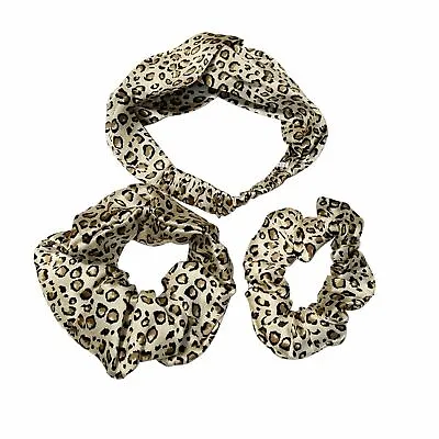 Natural Mulberry Silk Leopard Printing Scrunchies Hair Ring Tie Twisted Headband • $9.99