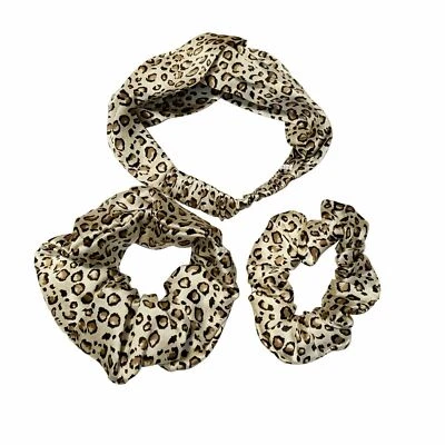Natural Mulberry Silk Leopard Printing Scrunchies Hair Ring Tie Twisted Headband • $9.99