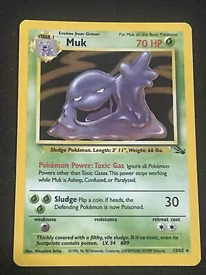 Muk Holo 13/62 Fossil Unlimited Pokémon Card LP • £5