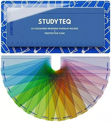 15 X Studyteq Professional Dyslexia Coloured Reading Overlays And Rulers + Prot • £13.54