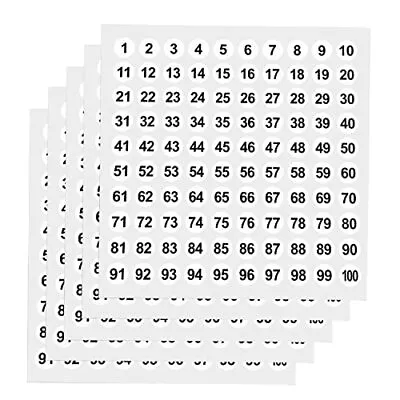 5 Sheets 1 To 100 Number Stickers-0.4inch Self Adhesive Stickers Round Number... • $8.71