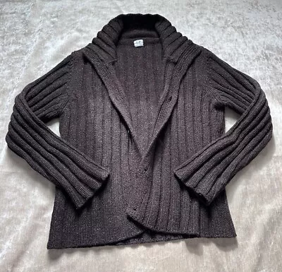 CP Company Men's  Wool Silk BlendChunky Heavy RIb Knit Sweater Cardigan Brown • $120