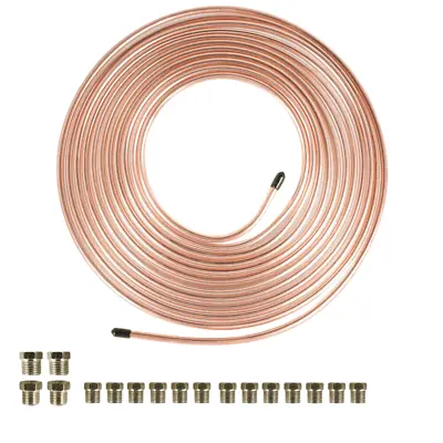 3/16 OD Copper Nickel Brake Line Tubing Kit 25 Foot Coil Roll All Size Fittings • $14.95
