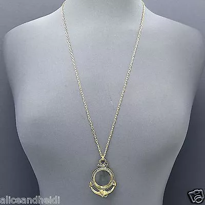 Antique Gold Chain Anchor Magnifying Glass Rope Decor Pendant Chain Necklace • $11.99