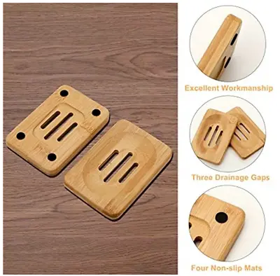 Dr Cosi -2 Packs Natural Wooden Bamboo Soap Dish Storage Holder Handmade Soap • £6.99